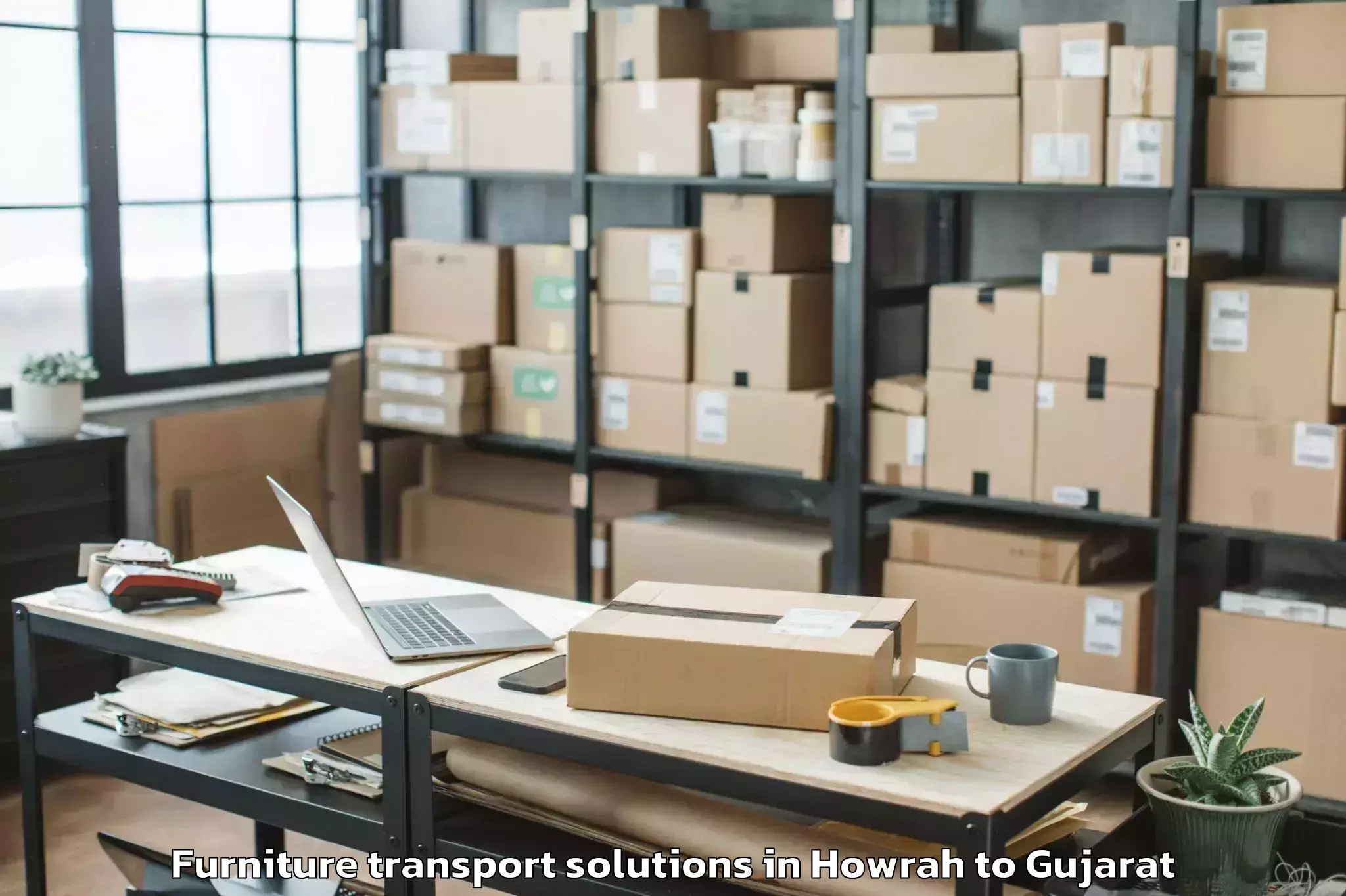 Book Howrah to Jhagadia Furniture Transport Solutions